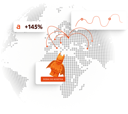 Graphic globe with marketing info graphics