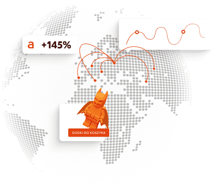 Graphic globe with marketing info graphics